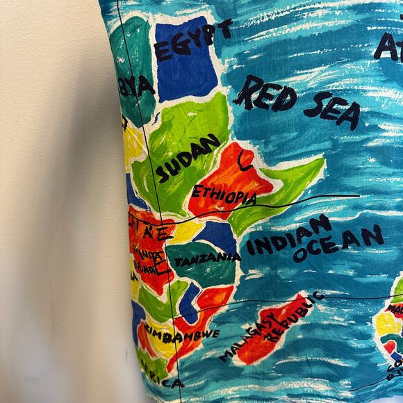 Jams World Vintage Multicolor Africa Map Print Sleeveless Hawaiian Shirt Beach - Picture 12 of 15